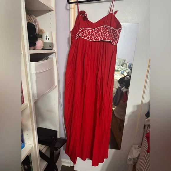 FARM Rio Coral Red Koi Fish Top Maxi Dress - Picture 6 of 8